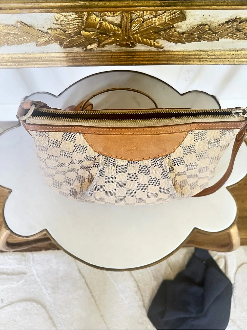 Louis Vuitton Saleya PM Damier Azur Crossbody Bag White & Brown